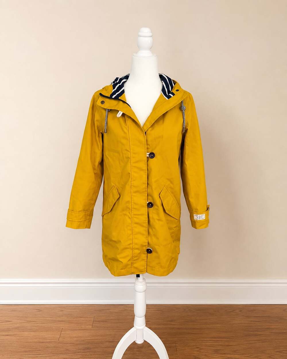 Joules Womens Coast Mid Length Waterproof Jacket, Yellow, UK8, EU36, US4